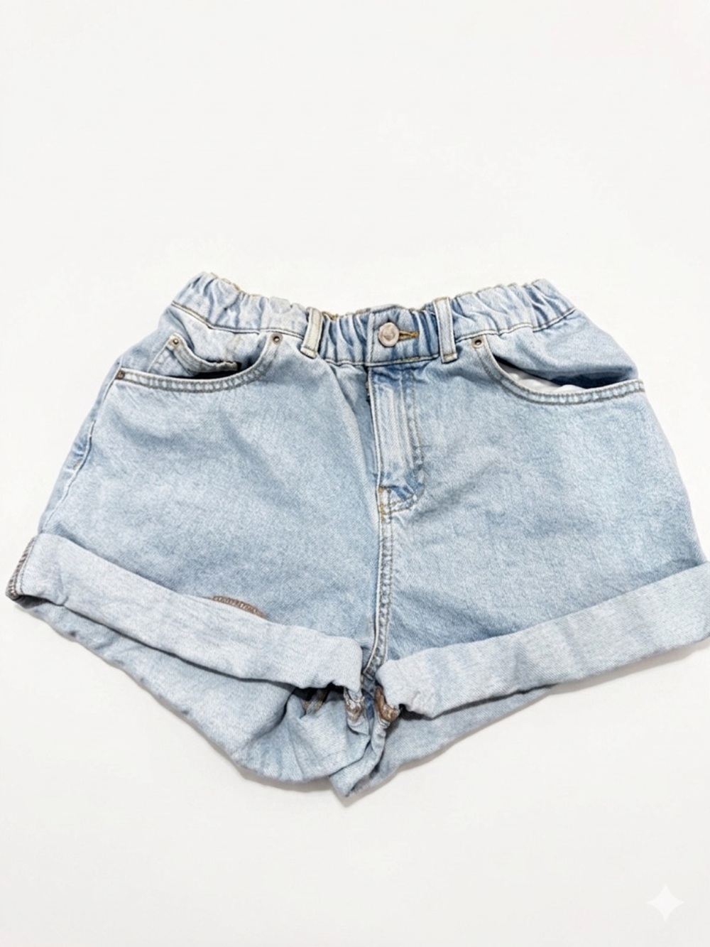 Gianni Bini Light Wash Elastic Waist Denim Shorts Cuffed Size Small